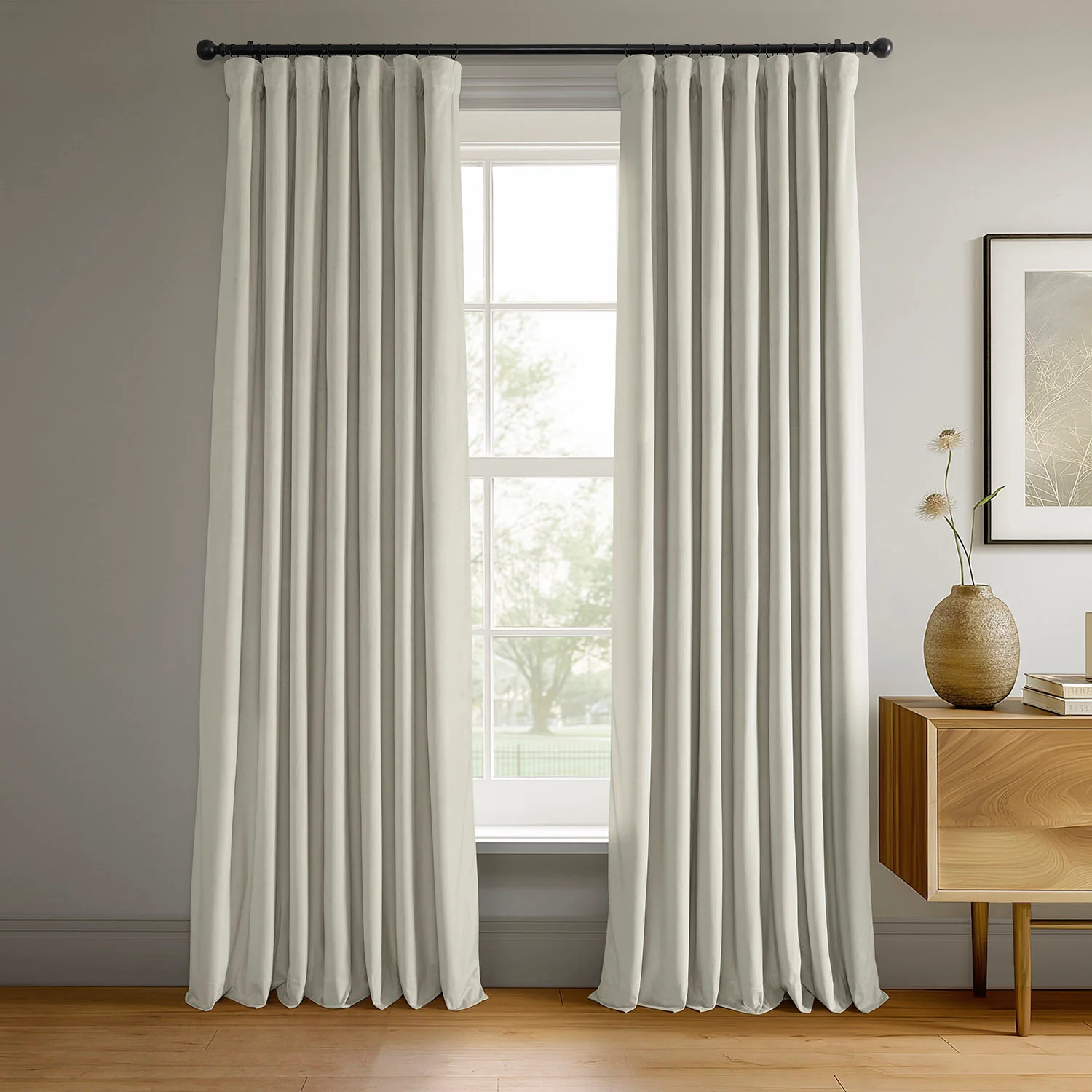 Porcelain White Signature Velvet Blackout Curtain | Half Price Drapes