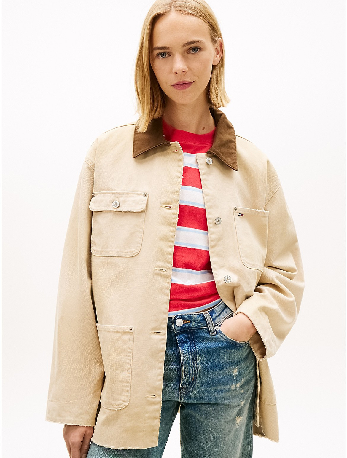 Tommy Hilfiger Women's Tommy Jeans Oversized Barn Jacket - Beige - S | Tommy Hilfiger (US)