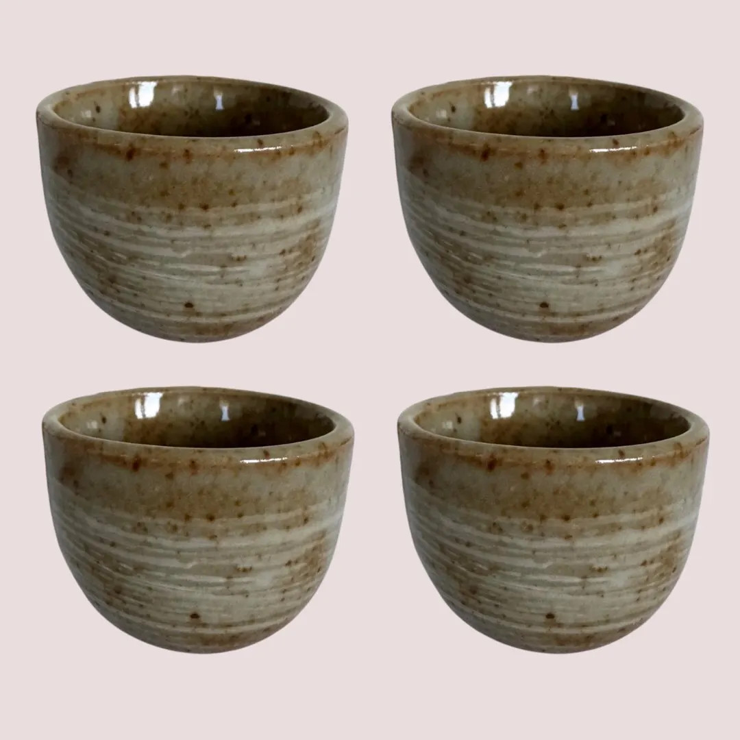 Set of 4 Japanese Sake Cups, Handmade Stoneware Ochoko, Rustic Wabi Sabi Pottery | Etsy (US)