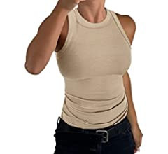 GEMBERA Womens Sleeveless Racerback High Neck Casual Basic Cotton Ribbed Fitted Tank Top | Amazon (US)