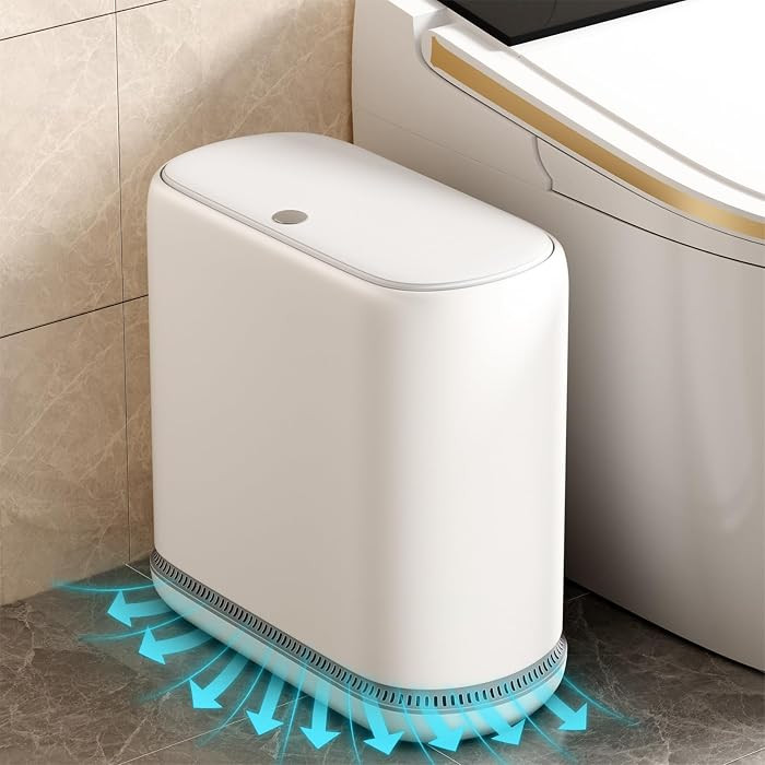 Small Bathroom Trash Can with Lid, 3 Gallon Slim Garbage Bin with Pop-Up Lid & Air-Pressure Bag L... | Amazon (US)