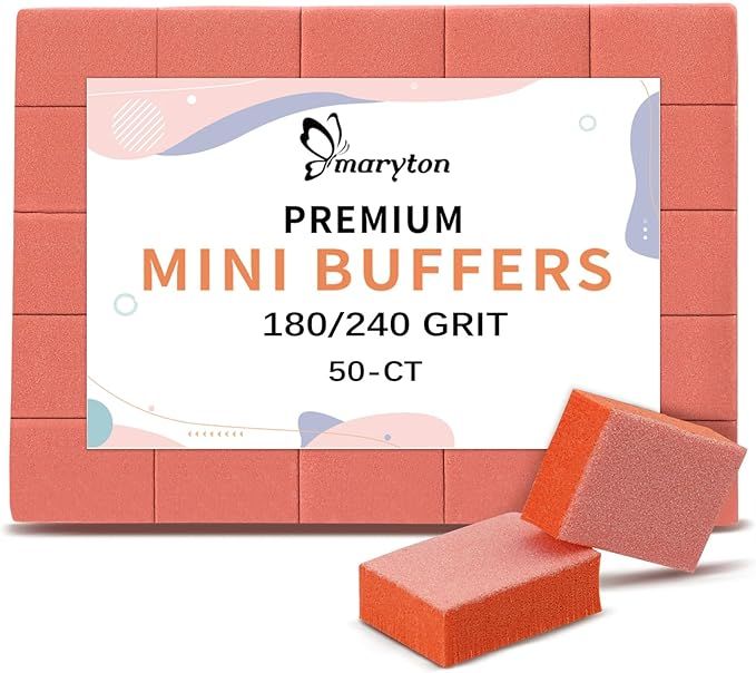 Maryton Mini Nail Buffer Blocks - 180/240 Grit Professional Salon Orange Buffers - Buff Nails Pri... | Amazon (US)