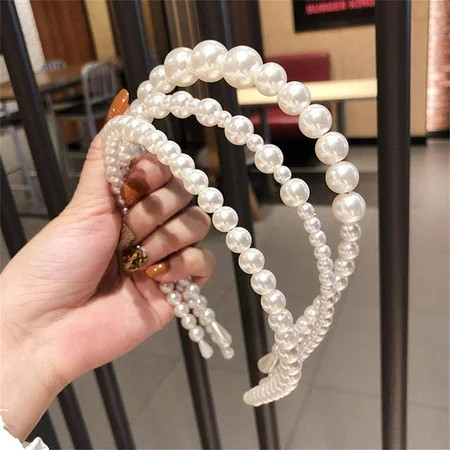 3pcs White Faux Pearl Hairbands Bridal Hair Hoop Wedding Hair Accessories Pearl Headbands for Women  | Walmart (US)