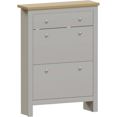 Arlington Shoe Cabinet 1 Drawer 2 Door Hallway Storage Cupboard Stand, Grey | ManoMano UK