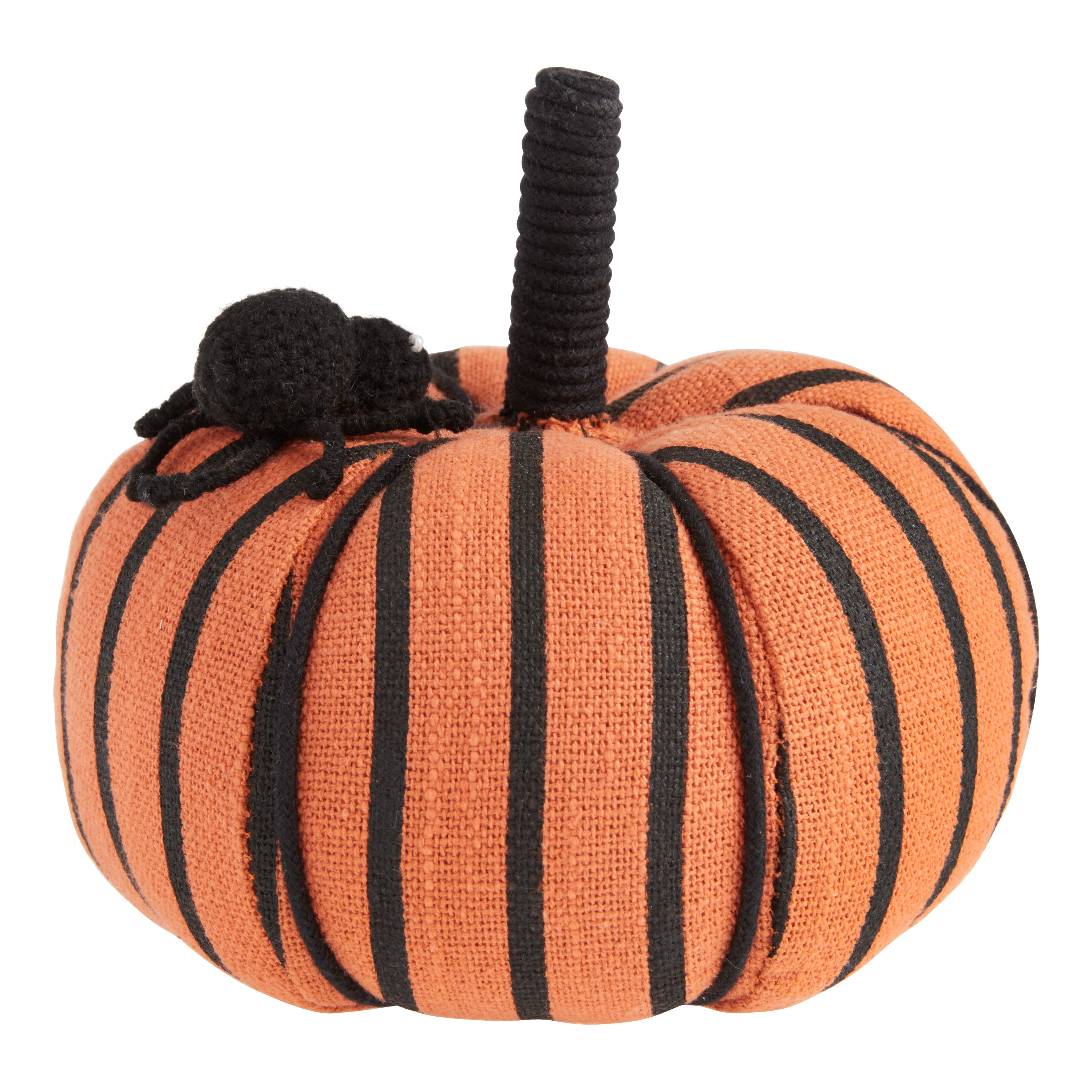 Orange and Black Spider Stuffed Halloween Pumpkin Decor | World Market