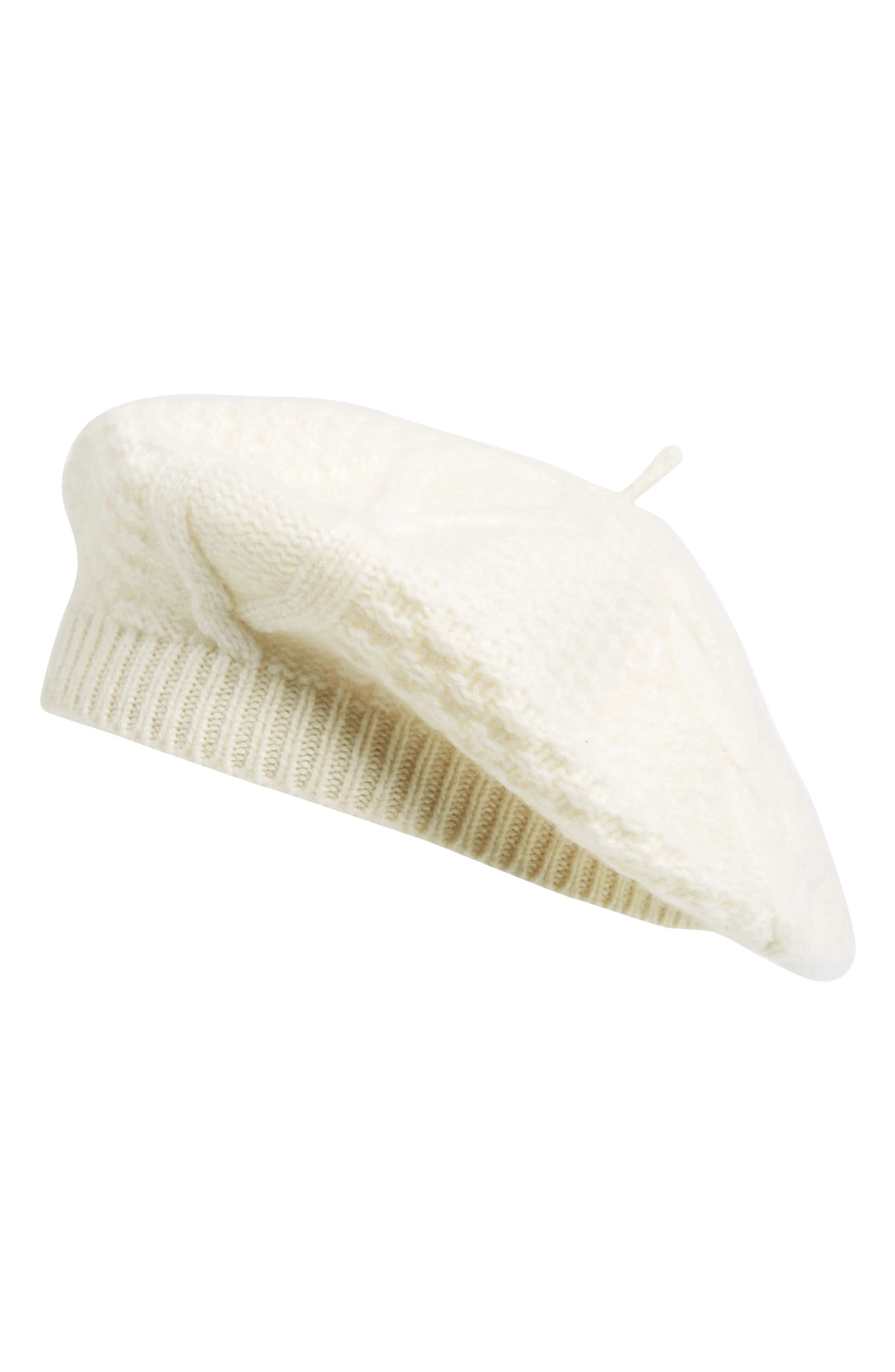 Halogen® x Atlantic-Pacific Cable Knit Cashmere Beret | Nordstrom