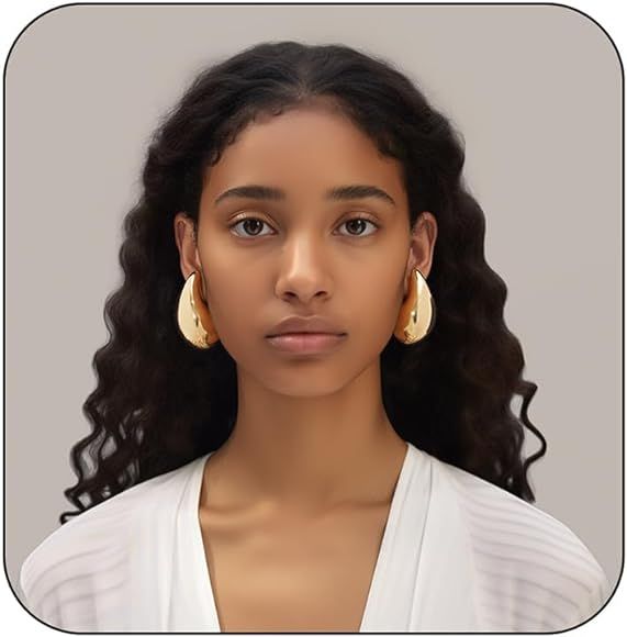 Tear Drop Earring Dupes Extra Large, Trendy Chunky Gold Hoop Earrings For Women Sensitive Ears Hy... | Amazon (US)