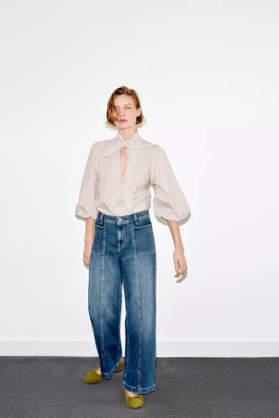 STRIPED TIE BLOUSE | Zara US