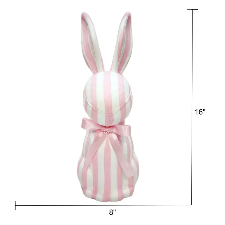 Striped Bunny Tabletop Decoration, Pink and White, 16", Easter by Way To Celebrate | Walmart (US)