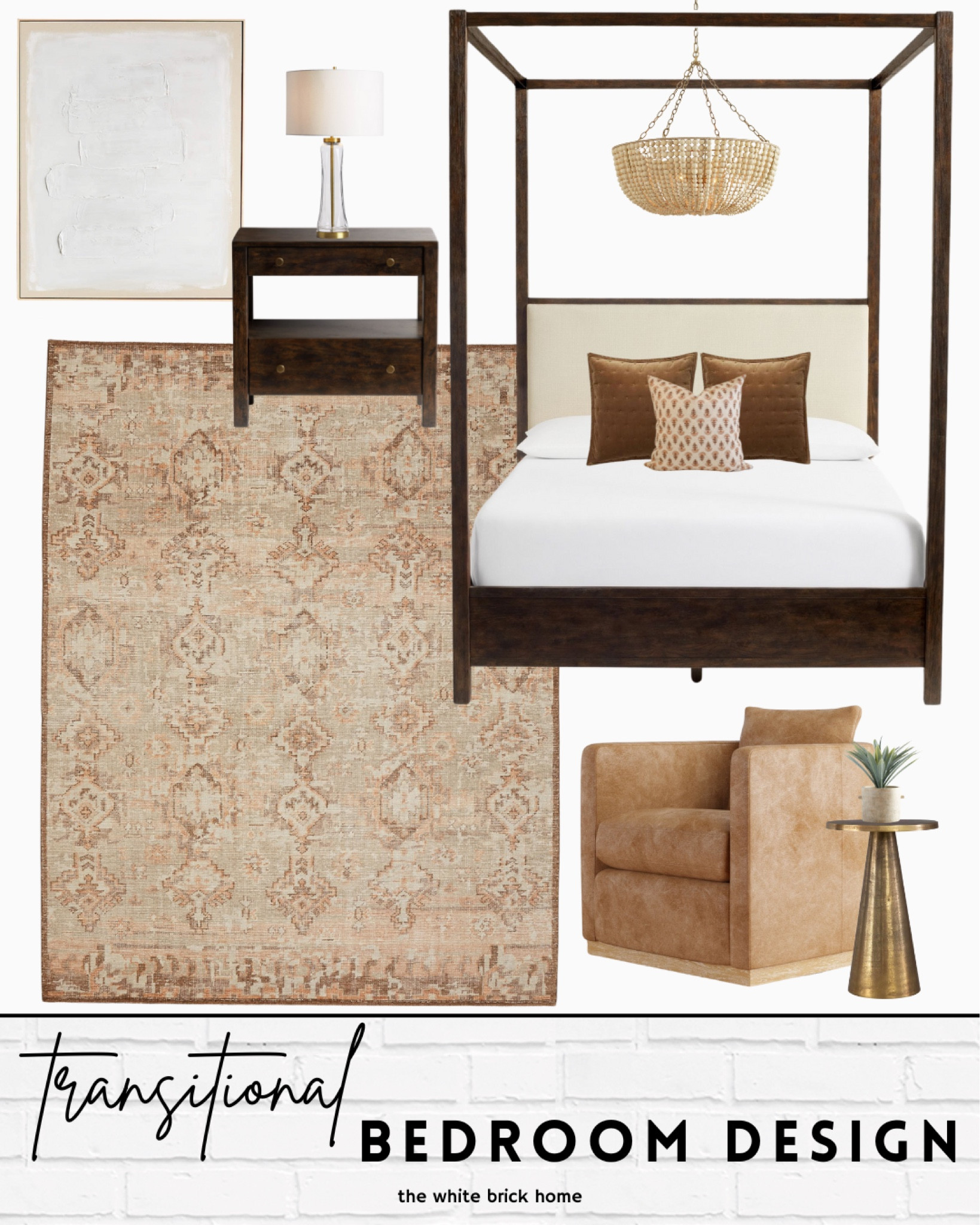 I love the tones in this rug - it would be beautiful paired with deep stained furniture and a leather accent chair! 

Bedroom, bed, canopy bed, master bedroom, primary bedroom, area rug, rug, leather accent chair, dresser, nightstand, chandelier, table lamp, bedroom design, bedroom goals, bedroom ideas, wall art, beaded chandelier, bedding, throw pillows, accent table, bedroom. 

#LTKSaleAlert #LTKStyleTip #LTKHome