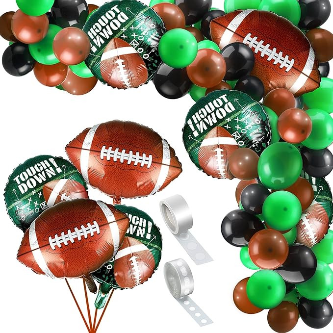 Skylety 97 Pcs Football Balloons Arch Set 6 Football Field Foil Balloons 90 Latex Airballoon and ... | Amazon (US)