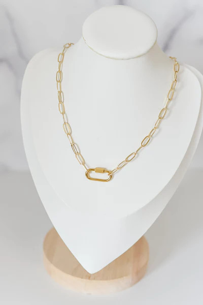 Leah paperclip necklace with carabiner | Bella Rey Designs