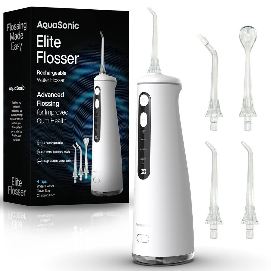 AquaSonic - Elite Flosser - Rechargeable Water Flosser with 4 Tips - Oral Irrigator with 4 Modes ... | Best Buy U.S.