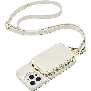 ZVE iPhone 13 Pro Crossbody Wallet Case, Zipper Leather Phone Case with RFID Blocking Card Holder... | Amazon (US)