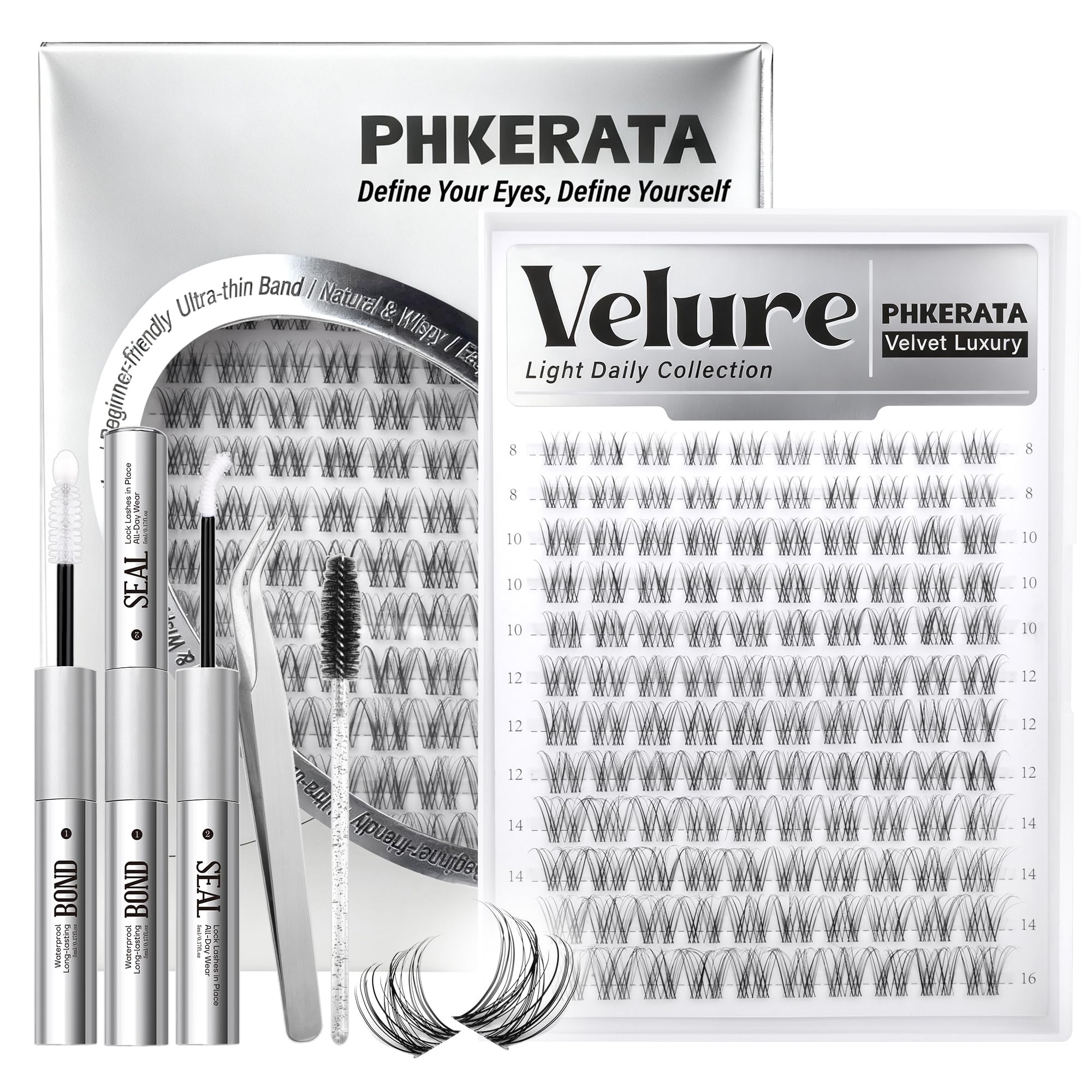 PHKERATA Velure Lash Clusters Kit Natural Eyelash Clusters Wispy Lash Extension Kit Invisible Cle... | Amazon (US)