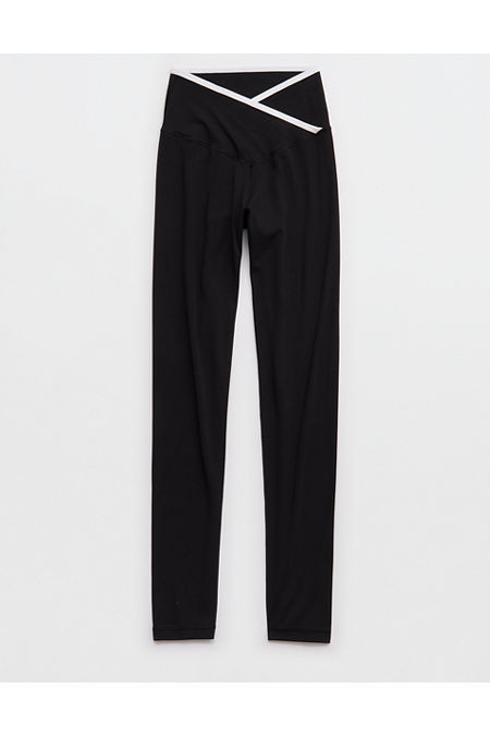 OFFLINE By Aerie Real Me Tipped High Waisted Crossover Legging Women's True Black M Short | Aerie