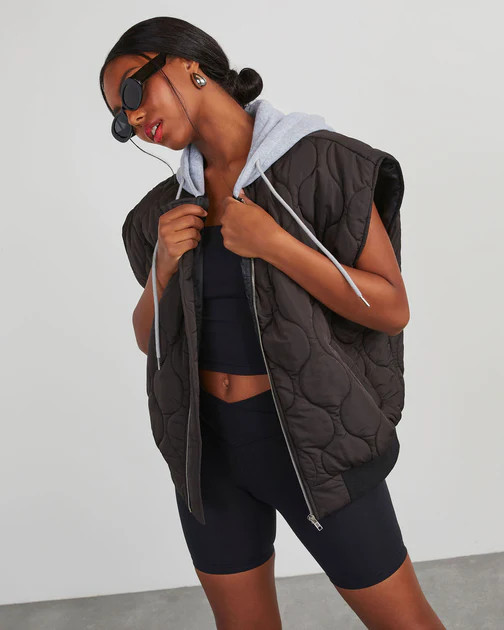 Fall And Forever Hooded Puffer Vest - Black | VICI
