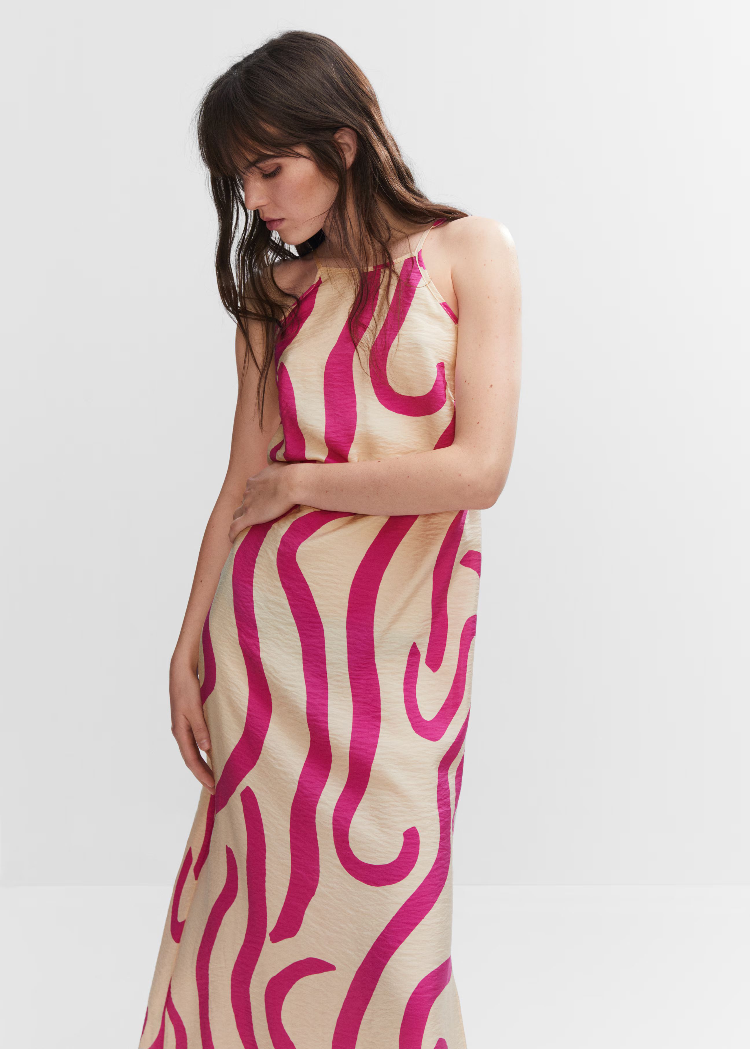 Printed cut-out detail dress | Mango Canada