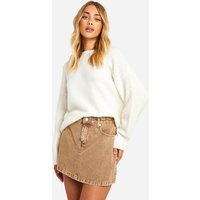Womens Overdye Denim Micro Mini Skirt - Beige - 10 | boohoo (US & Canada)