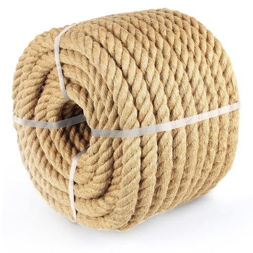 Vanhench Natural Jute Rope Heavy Duty, 1IN x 50 Feet Thick Sisal/Hemp Nautical Rope for Climbing/Tug of War/Swing, Team Building Games for Carnival Party, Bundling, Crafts (Brown) | Amazon (US)
