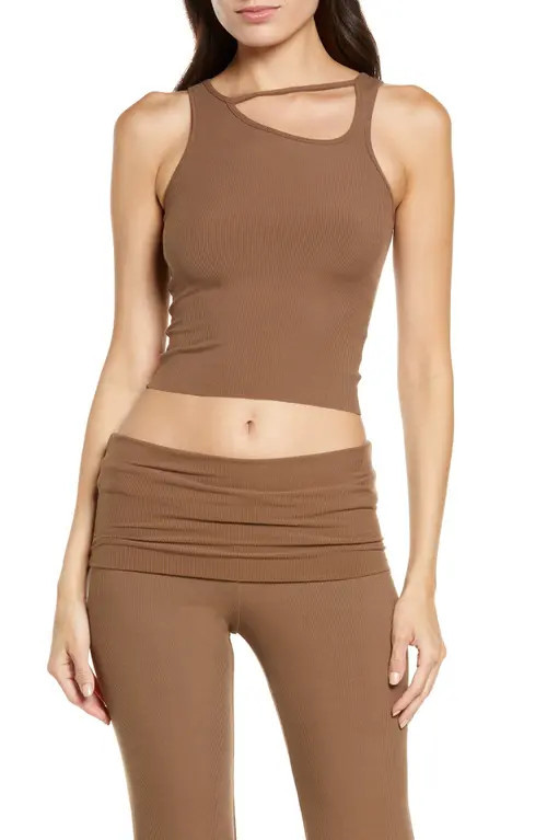 SKIMS Lounge Cutout Rib Crop Pajama Tank in Oxide at Nordstrom, Size Small | Nordstrom
