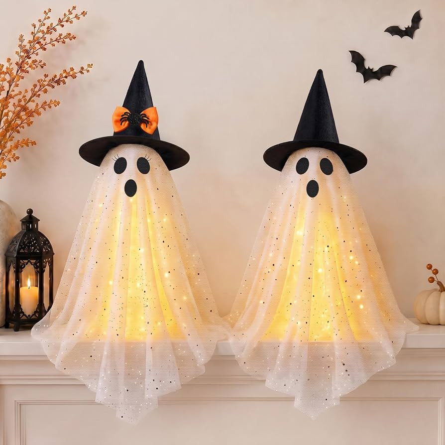 Halloween Decorations, 2 Pack Pre-Assembled Light Up Ghost Decor | Amazon (US)