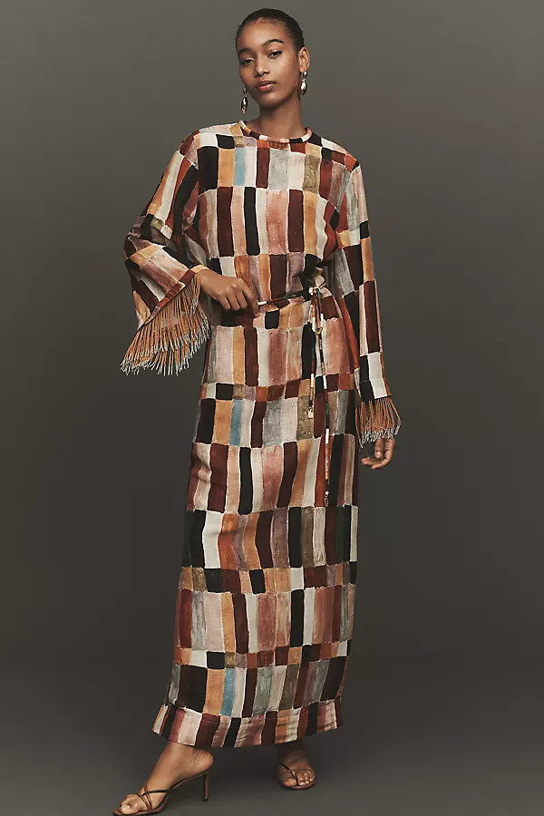 ALÉMAIS Marjorelle Linen-Silk Long-Sleeve Maxi Dress | Anthropologie (US)