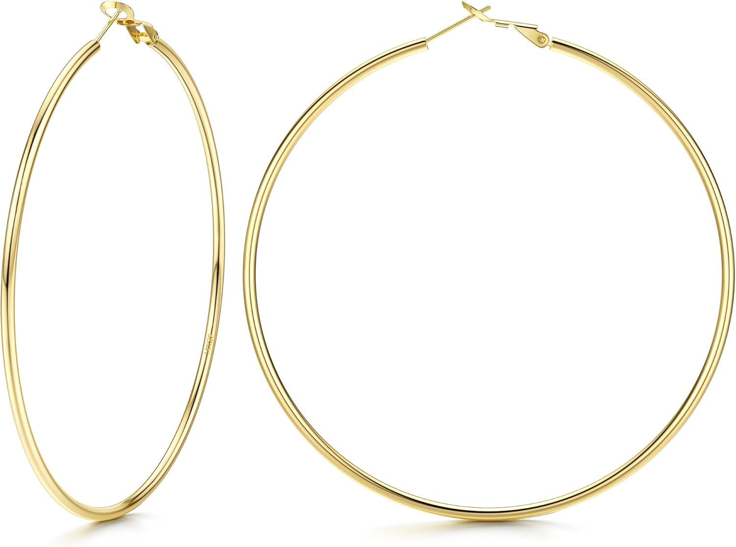 FASACCO 14K Gold Filled Big Hoop Earrings for Women Large Gold Hoops Thin Gold Hoop Earrings with... | Amazon (US)