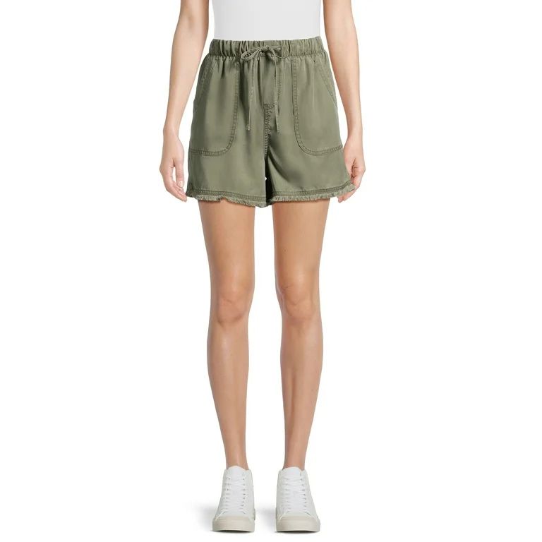 Time and Tru Women's Fray Hem Shorts, 3.5" Inseam, Sizes XS-XXXL - Walmart.com | Walmart (US)