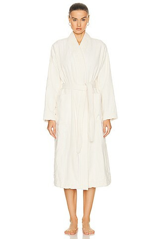 BAINA Bath Robe in Ivory - Ivory. Size XS/S (also in M/L). | FWRD 