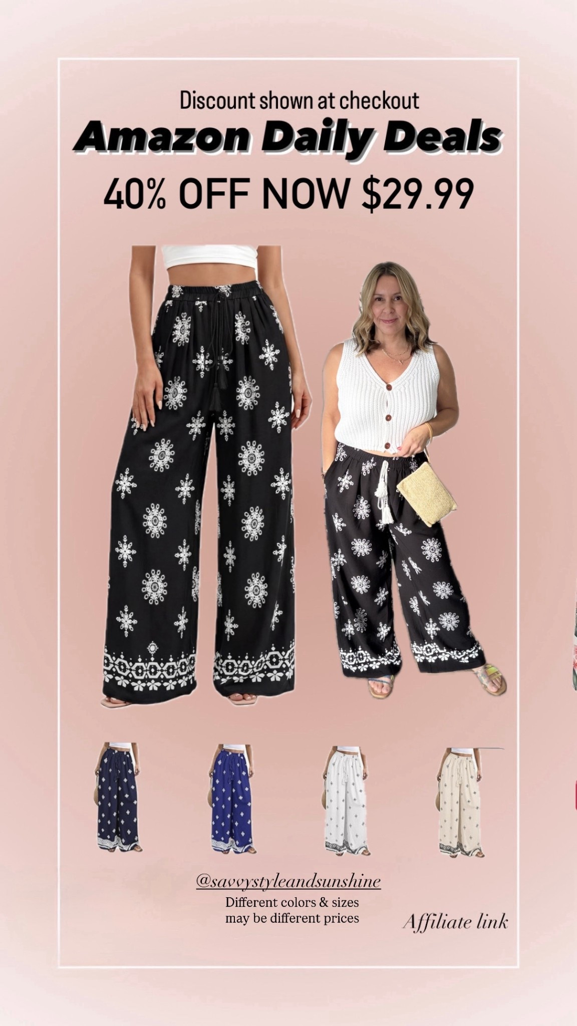 Get the palazzo pants while they’re on sale! I’m wearing a medium. Vacation outfits beach, spring outfits 2026

#LTKOver40 #LTKTravel #LTKSaleAlert