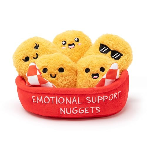 Emotional Support Nuggets by Relatable, Easter Plush Cuddly Stuffed Animals and Toys, Cute Easter Basket Stuffers, Non Candy Easter Gift Basket Ideas, Includes 5 Plushies with Carrying Basket | Amazon (US)