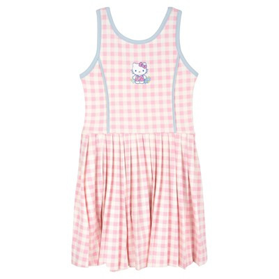 Hello Kitty Little Girls Pleated Athletic Tennis Dress with Built-In Shorts Gingham Pink / Blue 6 | Target