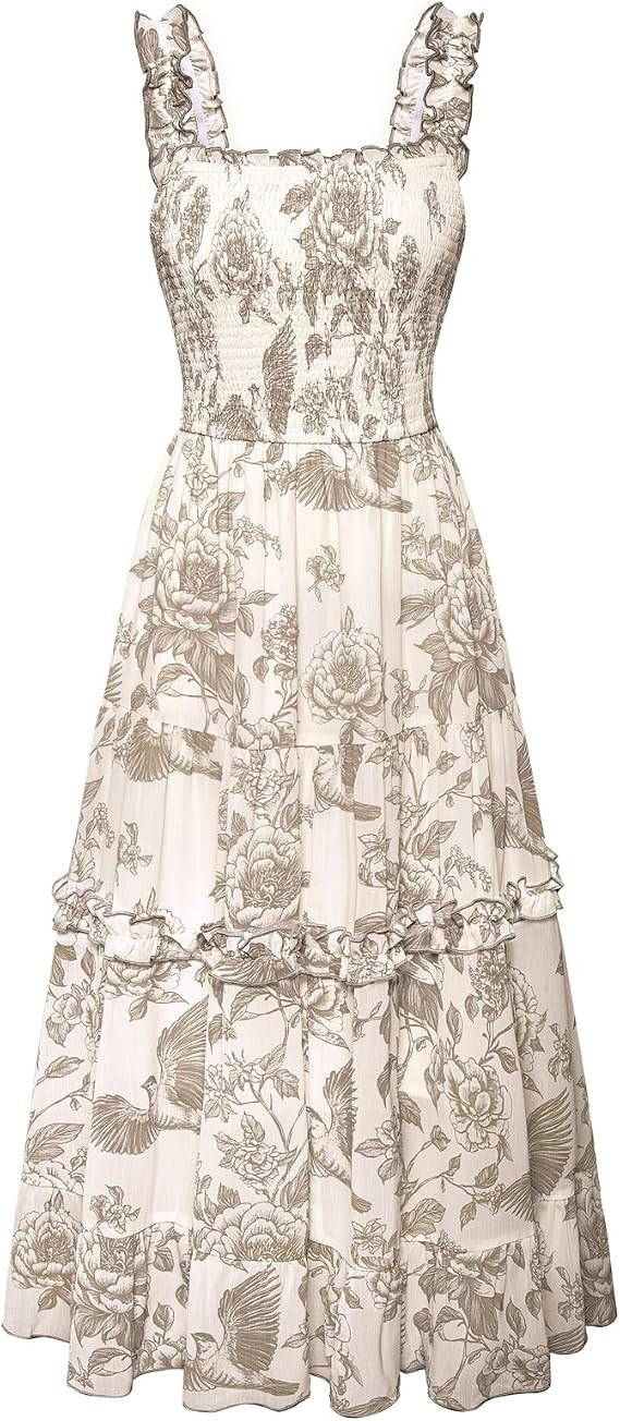 Scarlet Darkness Floral Dress for Women 2026 Flowy Sundress Smocked Cottagecore Dresses | Amazon (US)
