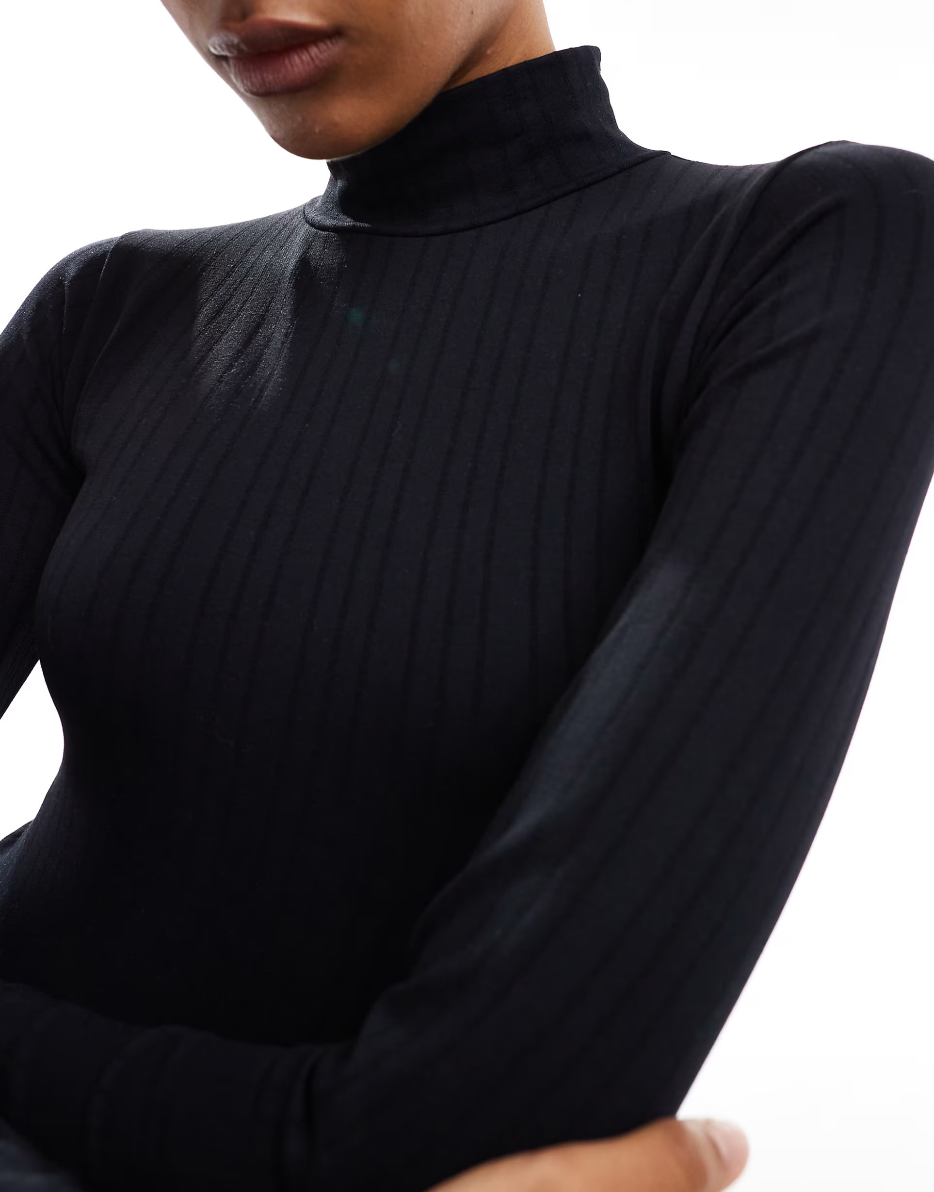 ASOS DESIGN - Body sans coutures effet sculptant à col cheminée et côtes larges - Noir | ASOS (Global)