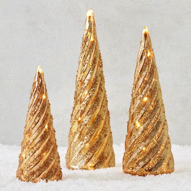 LED Glitter Swirl Trees - Set of 3 | Z Gallerie