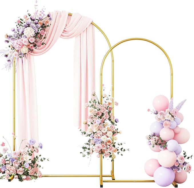 rubfac Wedding Arch Backdrop Stand, Set of 2 Gold Metal Balloon Arch Stand 6FT, 7.2FT for Birthda... | Amazon (US)
