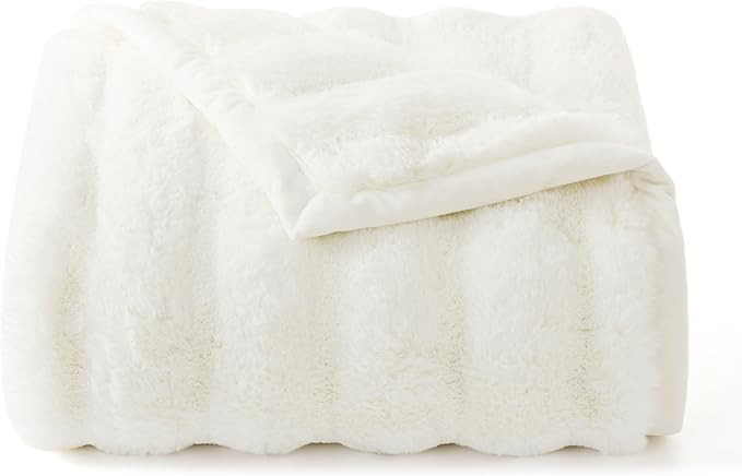 Bedsure Faux Fur Blanket, White Soft and Fluffy Blanket, Fuzzy Cozy Plush Throw Blanket for Couch... | Amazon (US)