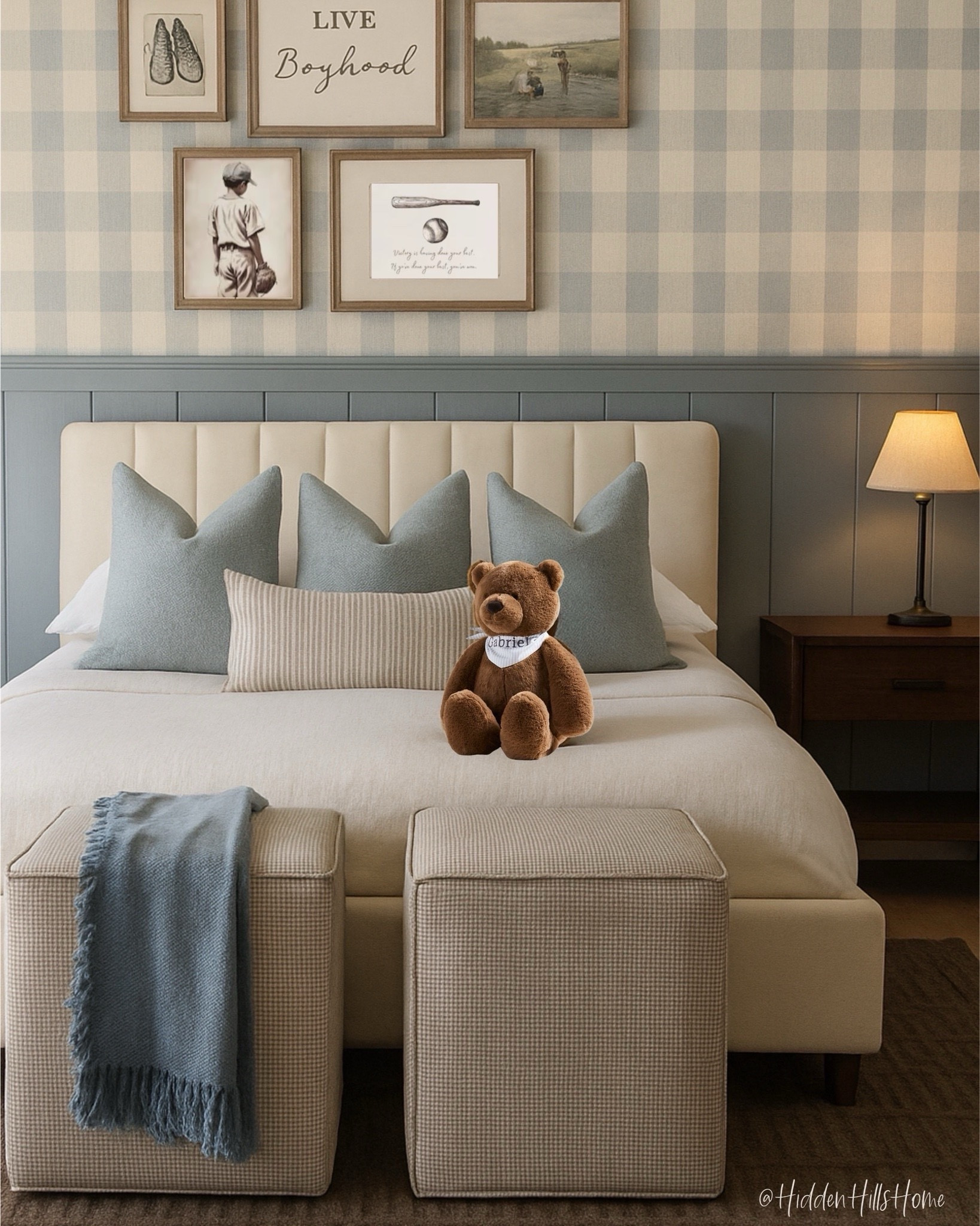 Boys bedroom decor mood board, kids bedroom design, nightstands, boys room inspiration, home decor, kids room #boysroom
Wall color is SW Bracing blue 

#LTKHome #LTKGiftGuide #LTKKids