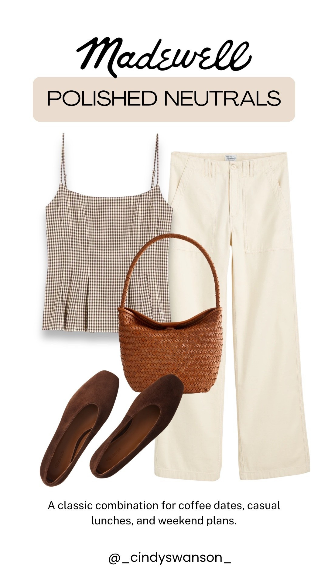 This is one of those polished neutral outfits that feels easy but still put together. The gingham tank adds just enough interest to ecru utility pants, while brown loafers and a woven leather bag pull everything together beautifully.

💡 LTK MADE EASY
❤️ Heart = Support my posts!
🔖 Save = Get sale & restock alerts
📋 Lists = Keep favorites organized
📲 Share = Send lists and products to a friend. Hello, Christmas List!
💬 Comment = Ask me anything about what I’m wearing.:-)

#LTKootd #LTKOver40 #LTKWorkwear