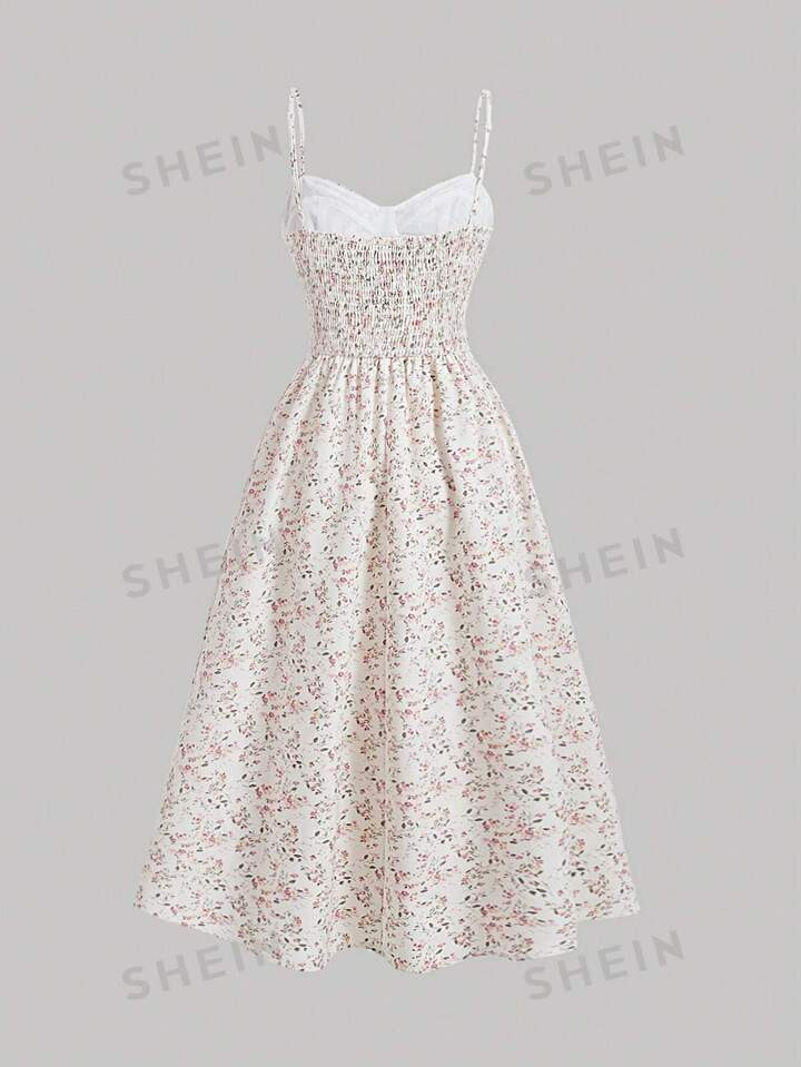 SHEIN MOD Spring Break Long Dress Ditsy Floral Print Cami Dress | SHEIN