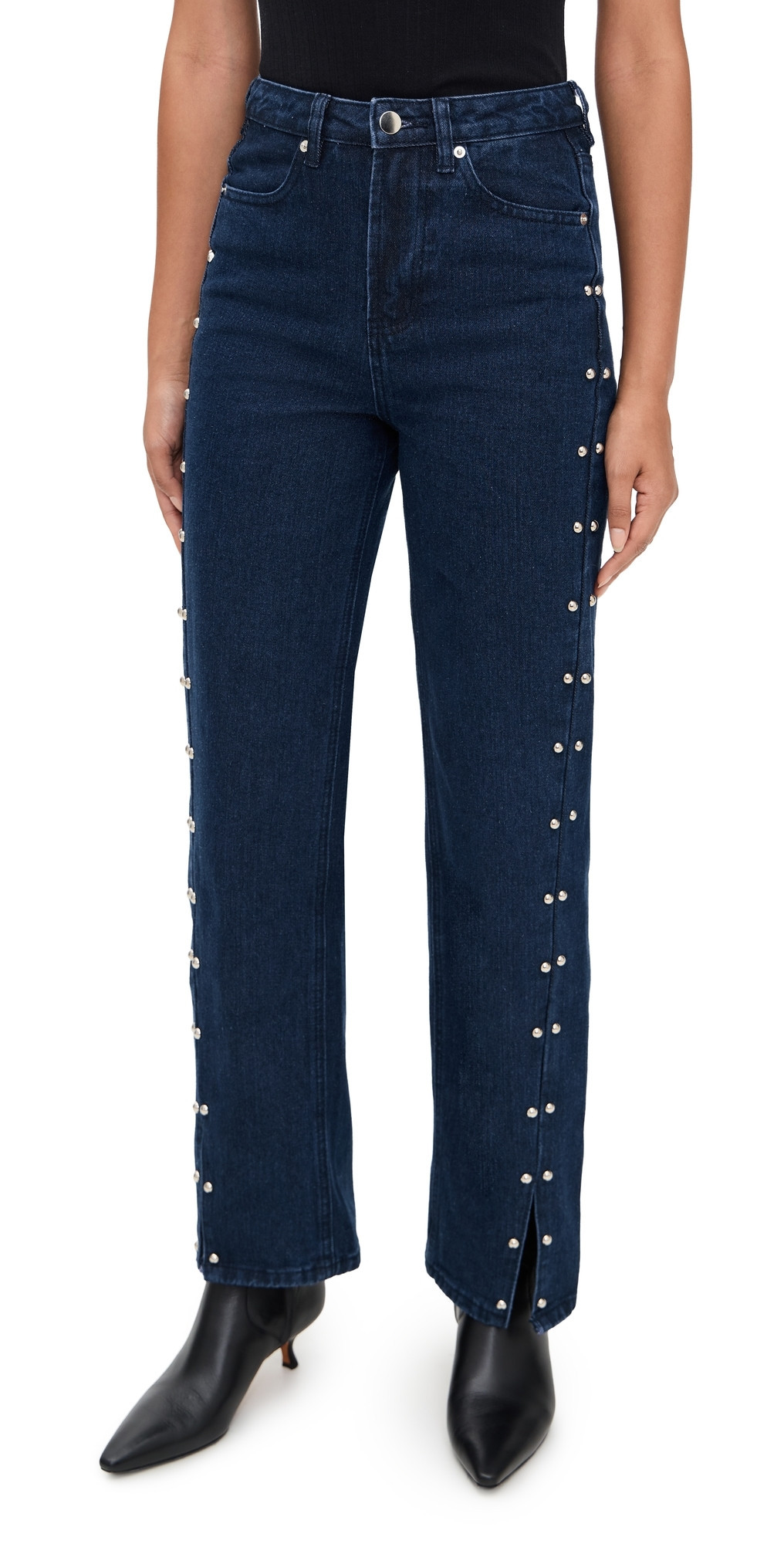 Moon River Stud Detail Denim Pants Indigo L | Shopbop