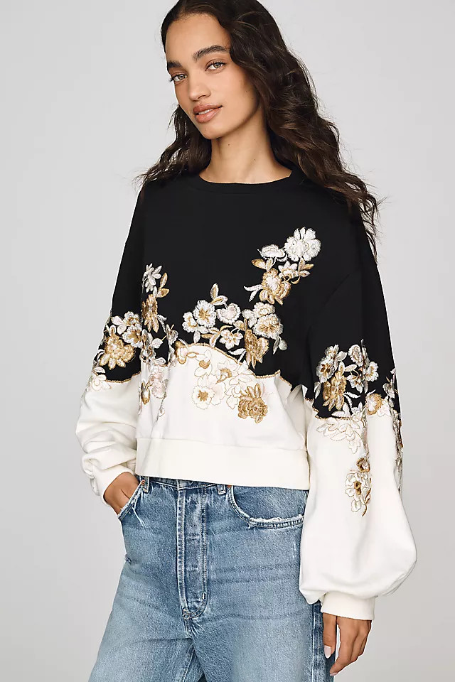 100% Cotton Embroidered Sweater | Anthropologie (US)