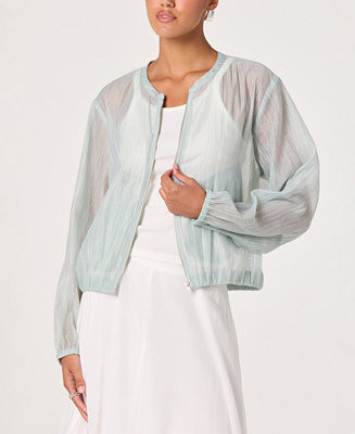 Women's Aeva Round Neck Bomber Jacket | Macy's