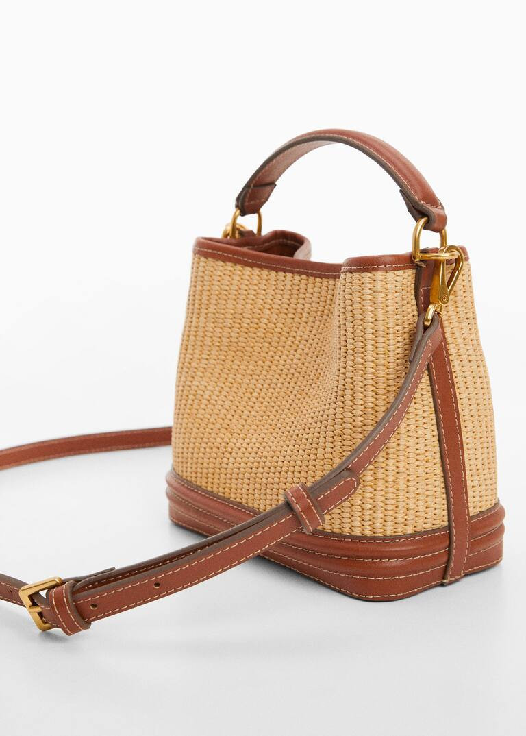 Raffia-effect bucket bag -  Women | Mango United Kingdom | MANGO (UK)