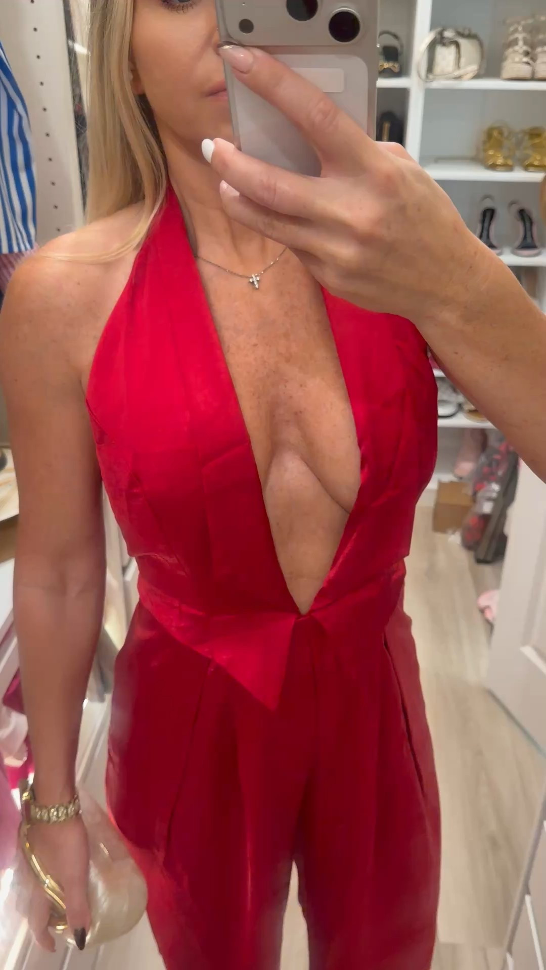 Satin Halter Jumpsuit. Perfect red color for Christmas party. Comes in few other colors. Almost sold out! 

#LTKootd #LTKFindsUnder100 #LTKHoliday