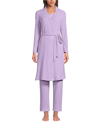 Women's Brushed Cozy Waffle Jersey 3 Piece Pajama Set - Tank Top Pant and Robe | Macy's