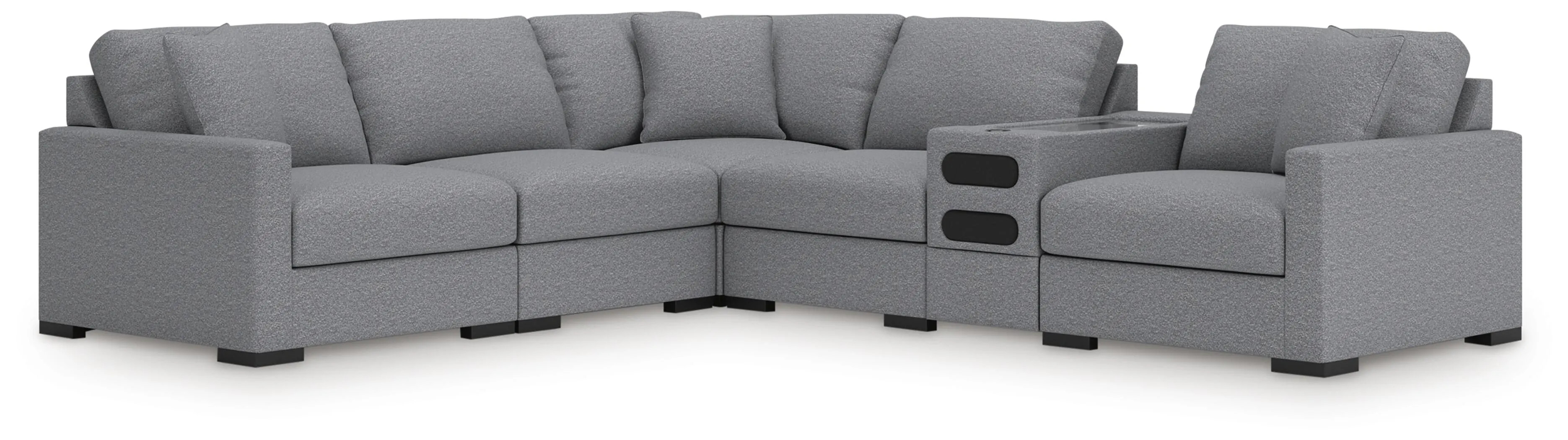 Omaha by Ashley 6-Piece Modular Next-Gen Nuvella\u2122 Performance Fabric Sectional with Audio Co... | Ashley
