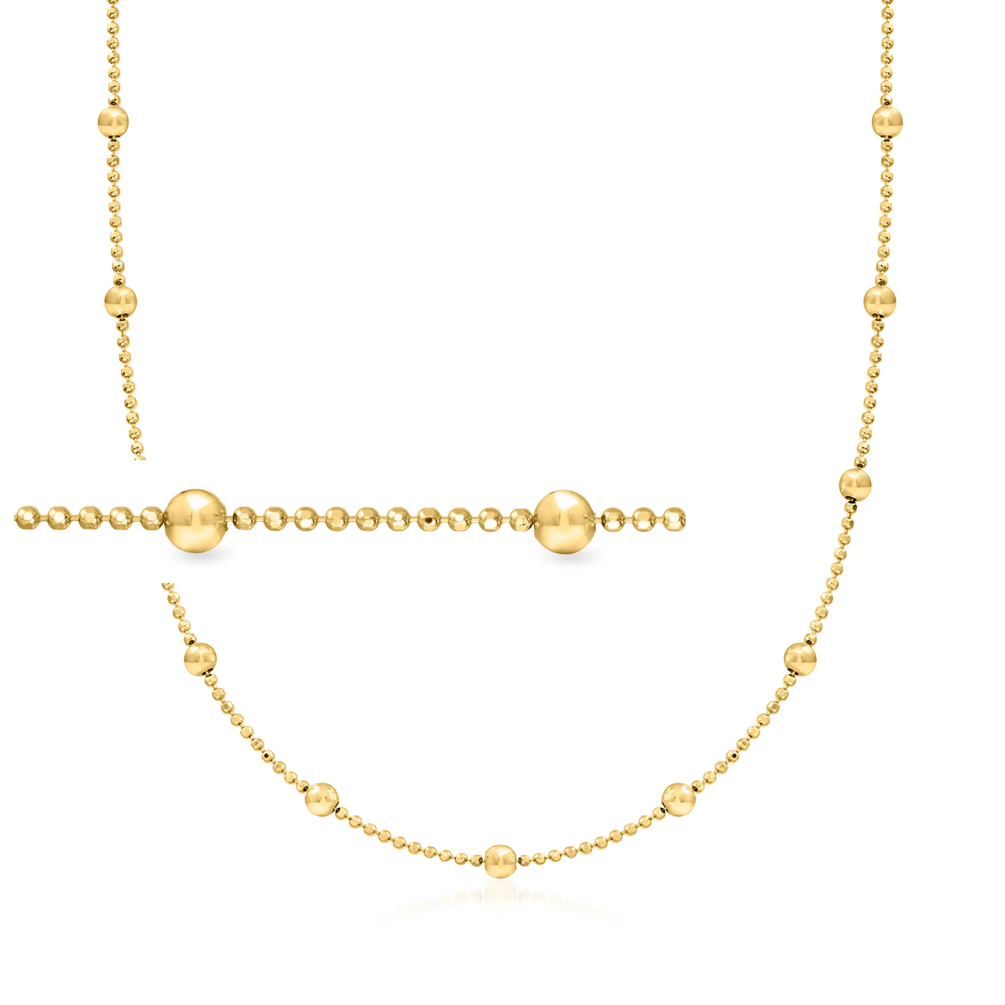 Italian 18kt Gold Over Sterling Bead Station Necklace | Ross-Simons