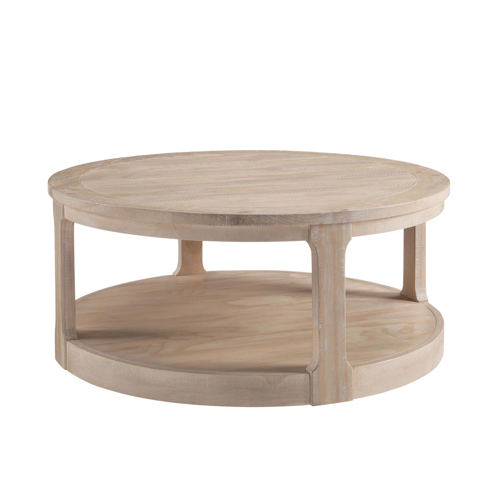 40Inch Large Curved 2 Tier Traditional Round Circle Wooden Center Coffee Table,Rounded Wooden Tab... | Wayfair North America